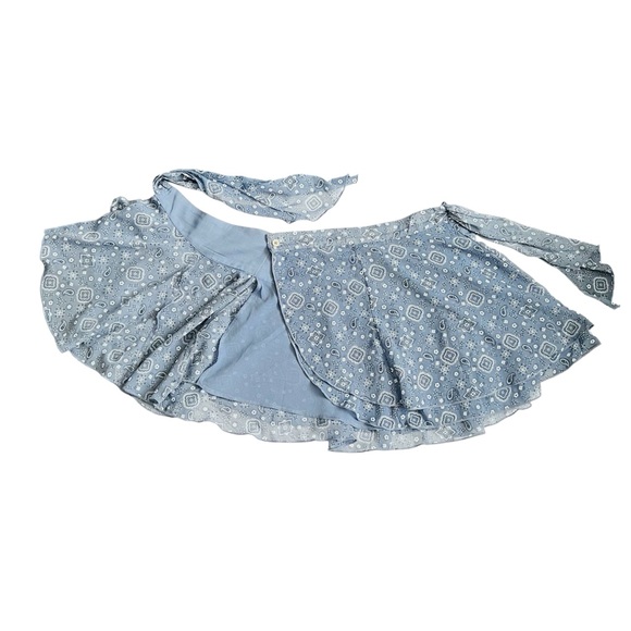 NWT Aerie Micro Mini Wrap Skirt SZ XS Blue Paisley Coquette Cowgirl Western Y2K - Picture 5 of 9